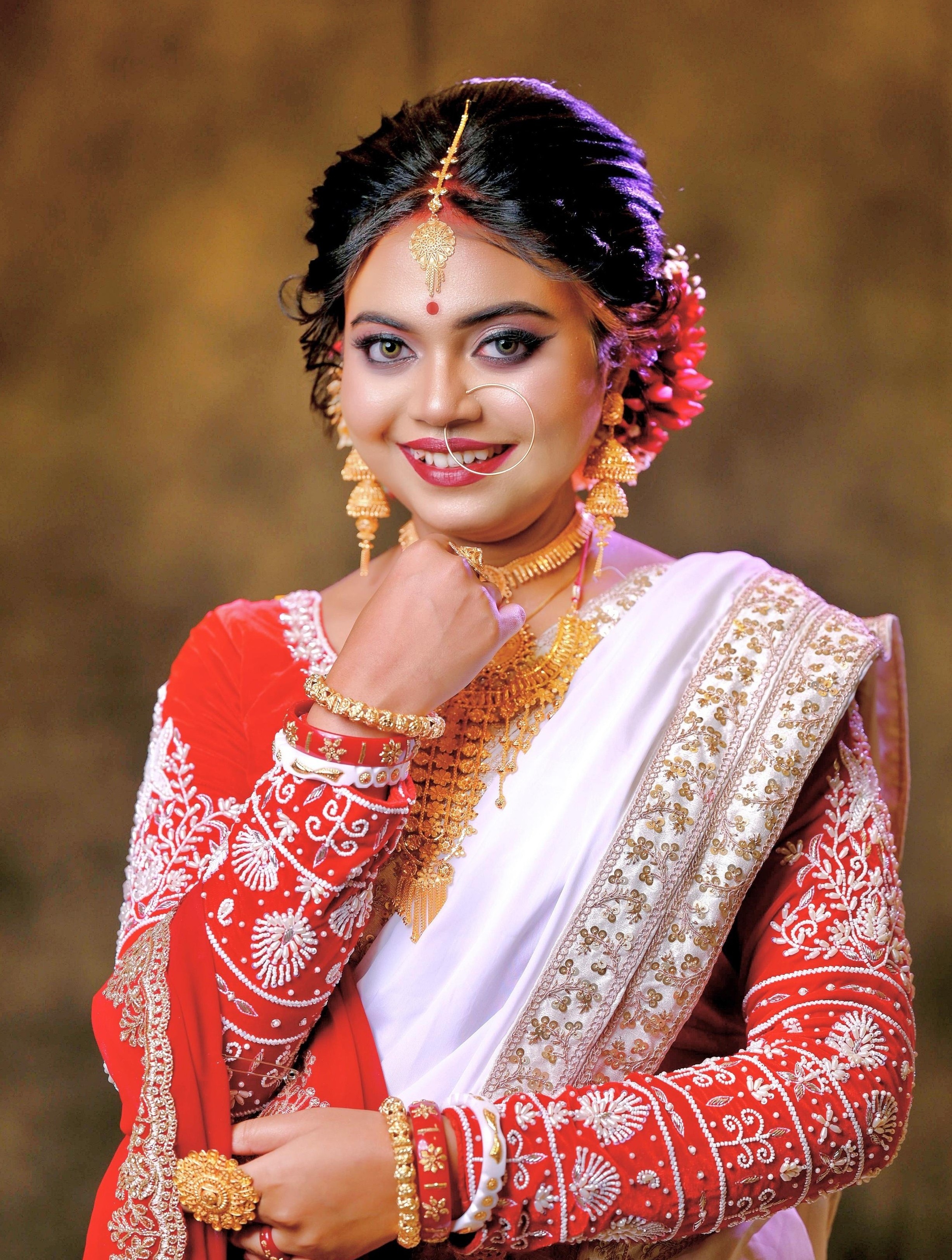Woman with full glamour makeup look