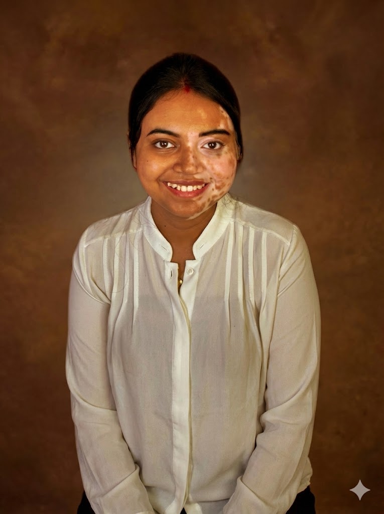Woman with natural no makeup look